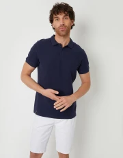 Men's Navy Waffle Jersey Polo Shirt