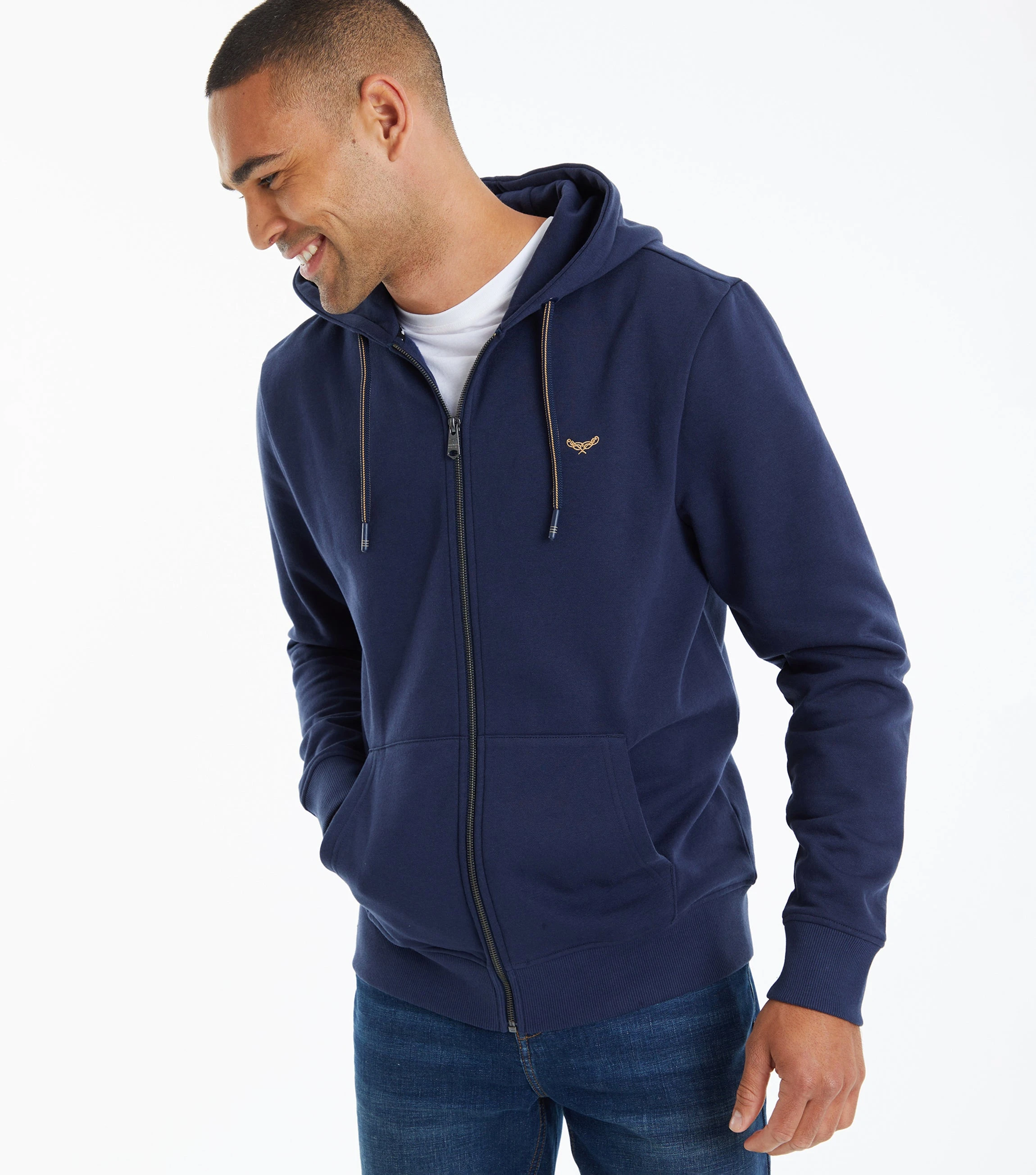 Men's Navy Zip-Through Hoodie