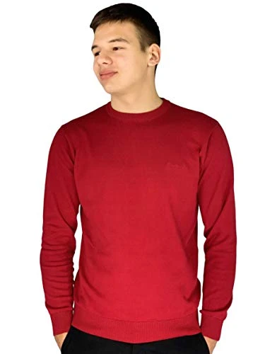 Mens New Season Essential Crew Neck Knitted Jumper (3XL, Berry)