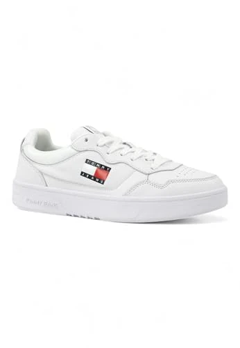 Men's (New) TJM Cupsole Leather ESS EM0EM01443 Sneakers, White (White), 9 UK