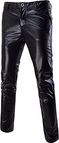 Mens Night Club Metallic Gold Suit Pants/Straight Leg Trousers Black 30