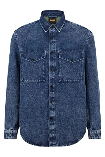 Mens Noaro BC Regular-fit Jacket in Rigid Two-Tone Denim