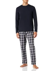 Men's Noos Long Wv Sus Pj Lslv Pajama Set, Opaque, Navy, XXL