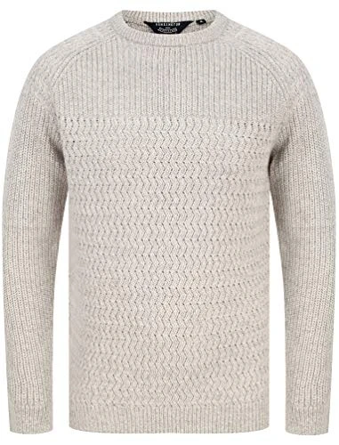 Men's Nutini Fisherman Style Crew Neck Jumper - Grey Twist - XXL