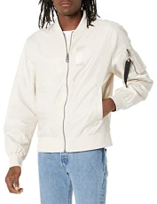 Men's Nylon Flight Jacket, Muted Stone, XXL Men's Nylon Flight Jacket, Muted Stone, XXL