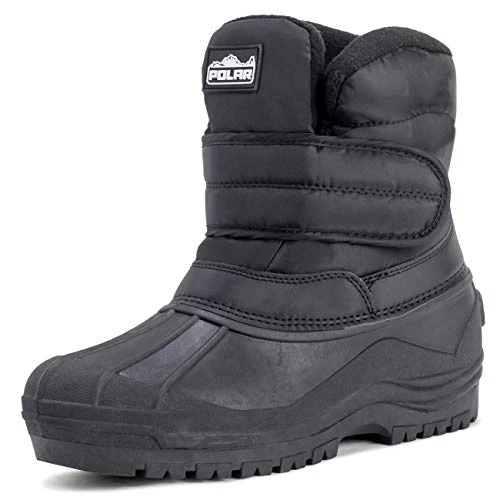 Mens Nylon Snow Hiking Thermal Outdoor Single Strap Stable Mucker Boots - Black - UK8/EU42 - YC0424