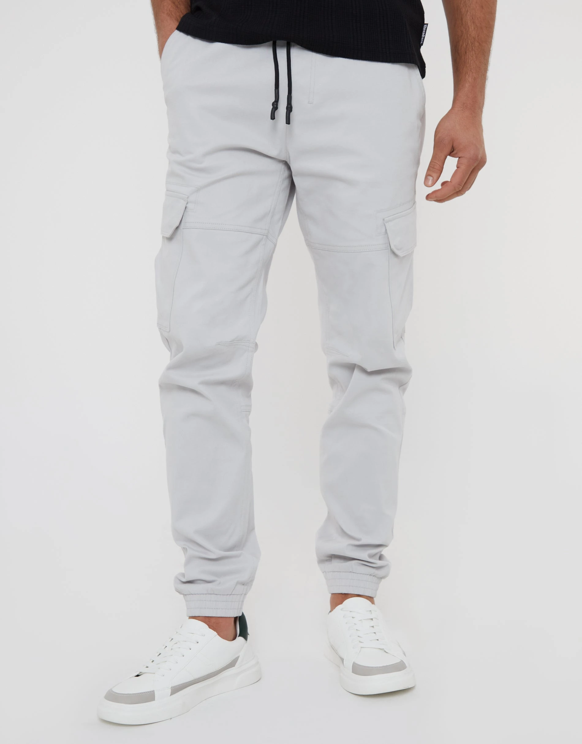 Men's Off White Jogger Style Cargo Trousers