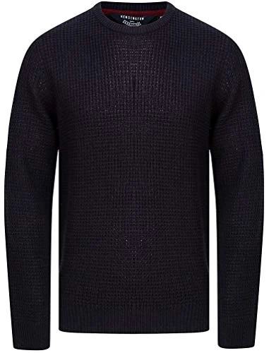 Men's Olney Crew Neck Fisherman Style Knitted Jumper - Dark Navy - XL