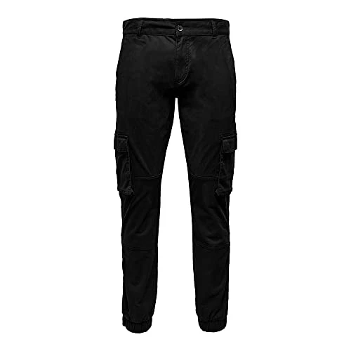 Mens Onscam Stage Cuff Life 6687 Noos Cargo Trousers, Black, 32W / 36L UK