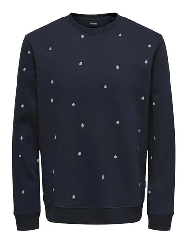 Men's Onsdave Reg Aop Crew Neck Sweat Cs Sweatshirt, Dark Navy, L