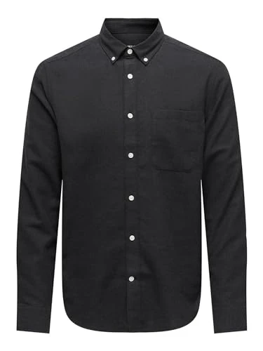 Men's Onsgudmund Slim 1-pkt Solid Shirt Noos Long Sleeve, Black, XL