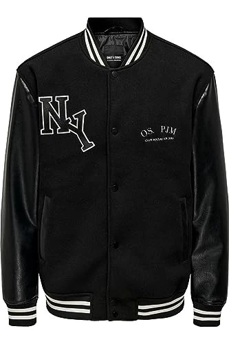 Men's Onsjay Varsity 23 Jacket Otw Bomber, black, S