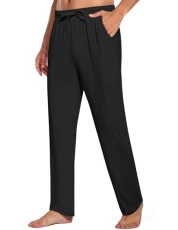Men's Open Bottom Sweatpants Casual Yoga Pants Lightweight Jogger Lounge Pants with Pockets, Black, Small Men's Open Bottom Sweatpants Casual Yoga Pants Lightweight Jogger Lounge Pants with Pockets, Black, Small