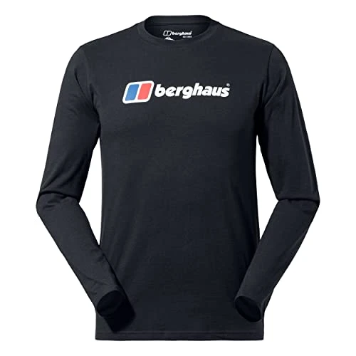 Mens Organic Big Logo Long Sleeve T-Shirt - Black - XL