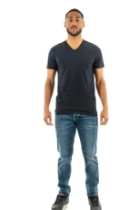 Mens Organic Cotton Embroidered Logo V Neck T-Shirt, Eclipse Navy, XXL Mens Organic Cotton Embroidered Logo V Neck T-Shirt, Eclipse Navy, XXL