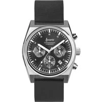 Men's Origin Chronograph Black Leather Watch - Silver