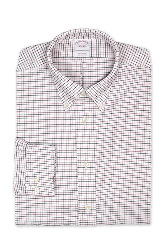 Mens Original Fit Grid Plaid Casual Button Down Pocket Shirt,, 193457 Red/Black, Large