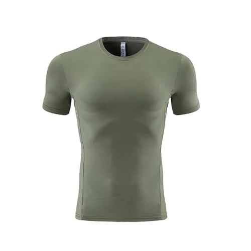 Men's Outdoor Retro Fitness Sports Short Sleeve T-Shirt Plain Casual Slim Fit Sports Top Men's Corse