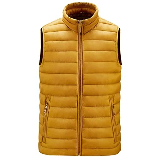 Men's Outerwear Gilets Zip Up Regular Fit Outerwear Winter Pockets Padded Gilets Slim Fit Business Outwear Plus Size Elgant Office Shirts UK Size