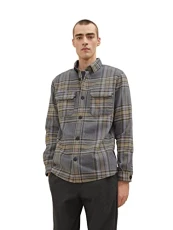 Men's Overshirt Jacket made of flannel 1033712, 30755 - Grey Melange Beige Big Check, XXL