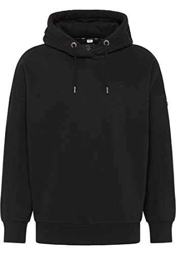 Men's Oversized Crew Neck Sweatshirt Hooded Sweater, Black, M