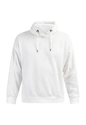 Men's Oversized Sweatshirt with Crew Neck Hooded, Wool White, XXL