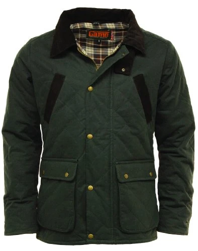 Mens OXFORD British Made Quilted Wax Jacket - Olive (M)