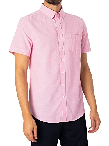 Men’s Oxford Shirt, Drayton Long Sleeve Oxford Shirt, Smart Casual Work Shirt, Coral Pink, M