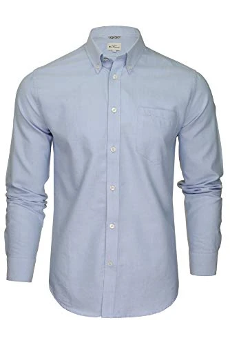 Mens Oxford Shirt Long Sleeved (Embroidered Logo) (Sky (Embroidered Pocket Logo)) XL