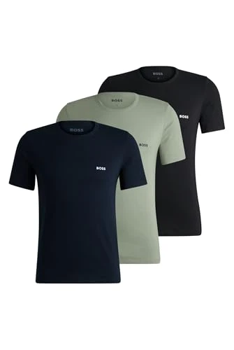 Mens Pack Classic T-Shirt Tee Top Black/Navy/Green M