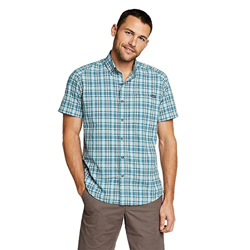 Men's Pack It Seersucker Short-Sleeve Shirt, Celadon, X-Large