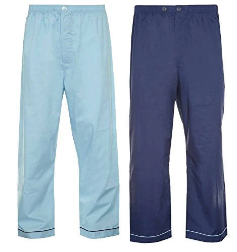 Men's Pack of 2 Hampton Polycotton Long Pyjama Trouser Bottoms (Blue/Navy) 3XL