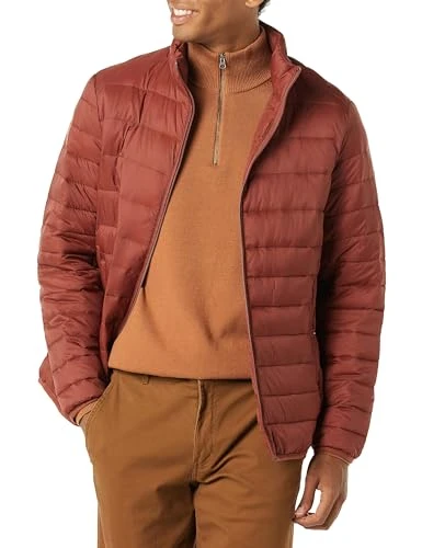 Men's Packable Lightweight Water-Resistant Puffer Jacket (Available in Big & Tall), Earth Red, S
