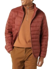 Men's Packable Lightweight Water-Resistant Puffer Jacket (Available in Big & Tall), Earth Red, S