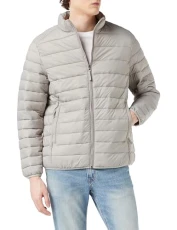 Men's Packable Lightweight Water-Resistant Puffer Jacket (Available in Big & Tall), Light Grey, L