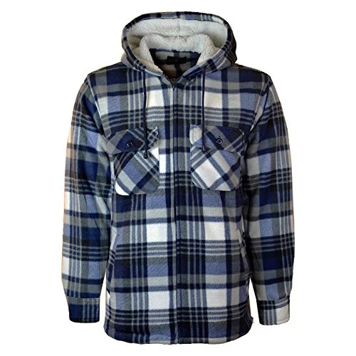 ® MENS PADDED CHECK SHIRT SHERPA FUR LINED LUMBERJACK COLLARED FLANNEL QUILTED WORK JACKET WARM THI