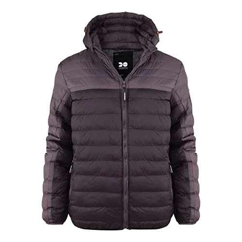 Mens Padded Hooded Puffer Jacket Inner Pocket Quilted Winter Insulated Coat