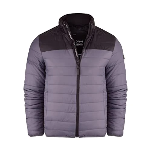 Mens Padded Jacket Inner and Zip Side Pockets Body Warmer Contrast Coat Charcoal, S