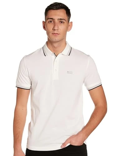 Mens Paddy Cotton-piqué Polo Shirt with Striped Collar and Cuffs White