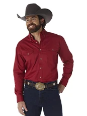 Men's Painted Desert Two Pocket Long Sleeve Button Work Shirt SHIRT, Red, M