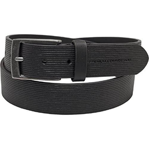 Mens Parallel Line Casual Belt Black (Black, 38)