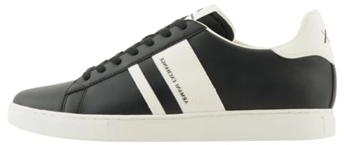 Men's Paris Double line Sneaker, Black+ Off White, 6 UK