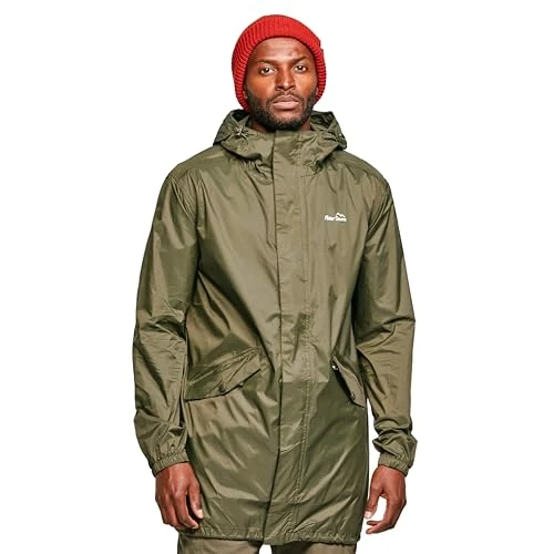 Men's Parka-In-A-Pack Jacket, Pac A Mac Rain Coat, Men's Hiking & Outdoor Recreation Clothing (S, Kh