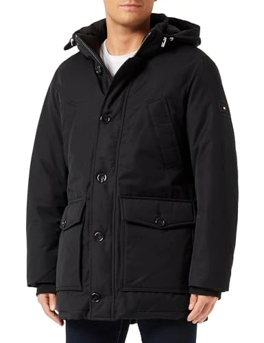 Men's Parka Non Fur Down Parka Winter, Black (Black), XXL