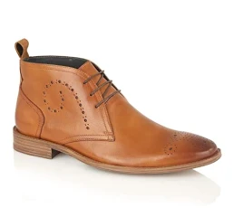 Mens Pembroke Leather Lace up Brogue Desert Boot, Tan, 8 UK Mens Pembroke Leather Lace up Brogue Desert Boot, Tan, 8 UK
