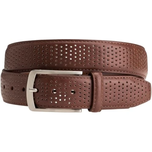 Men's Perforated Leather Golf Belt Tan 38