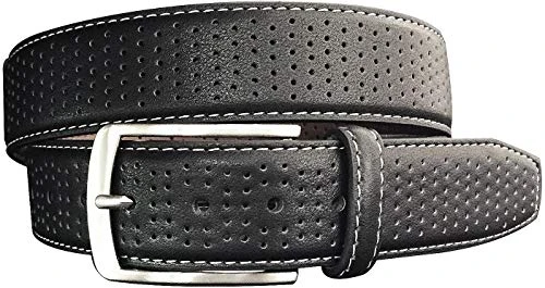 Men's Perforated with Stretch Belt, Black, 32