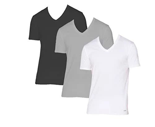 Men`s Performance Cotton V-Neck T-Shirts 3 Pack, Multi(9br2v10-023)/W_b, S