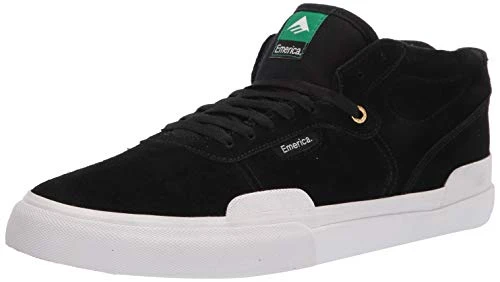 Men's Pillar Mid Top Vulc Skate Shoe, Black/White/Gold, 9 UK