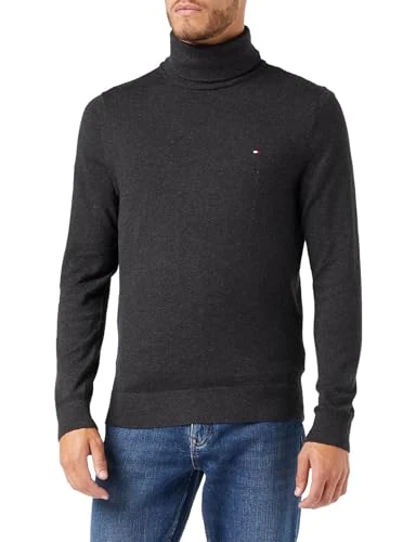 Men’s Pima Cashmere Roll Neck Jumper, Grey (Dark Grey Heather), XXL